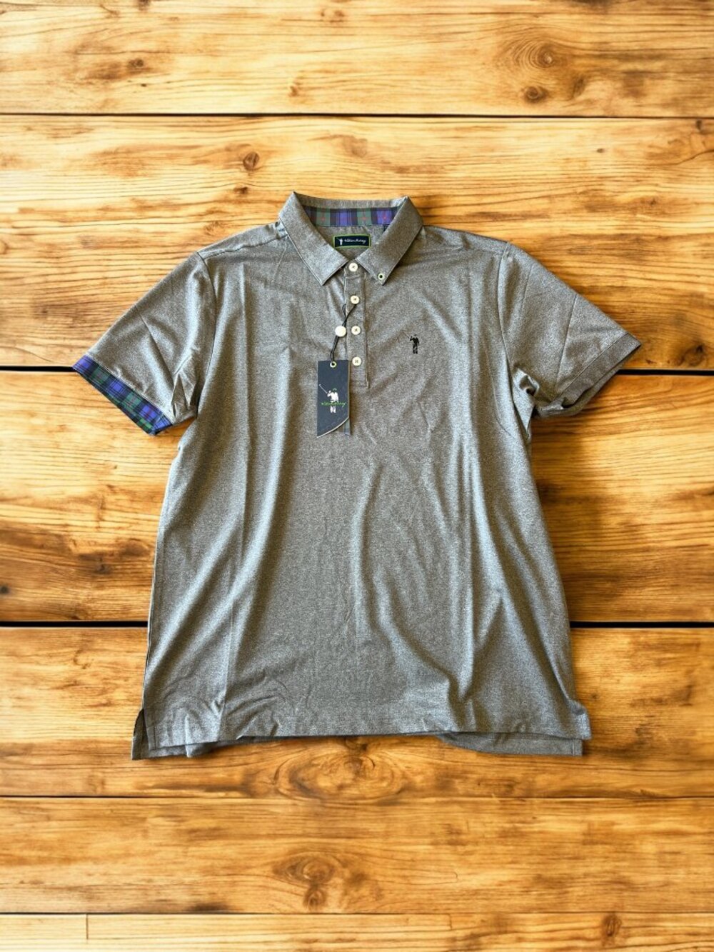 William Murray Heritage Men's Polo Wrinkle Resistant Moisture Wicking Large Grey